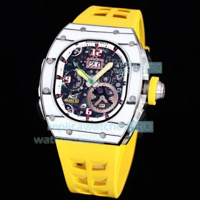 Swiss Replica Richard Mille RM 62-01 Tourbillon Watch Yellow Rubber Strap